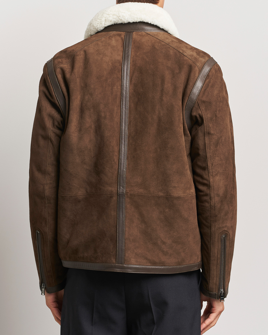 Herren | Jacken | BOSS BLACK | Montel Suede Searling Bomber Jacket Brown