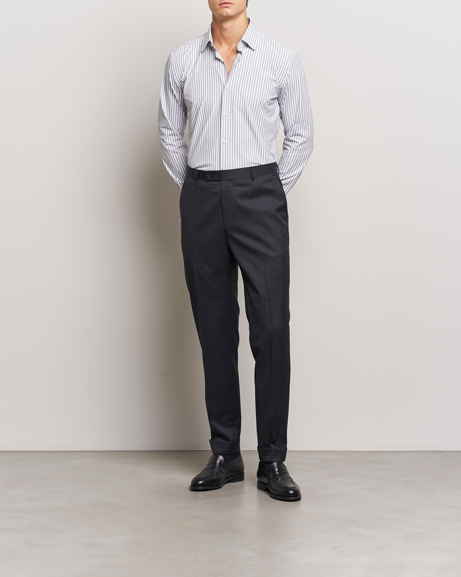 Herren | Hemden | BOSS BLACK | Hank Striped 4-Way Stretch Shirt Grey/White