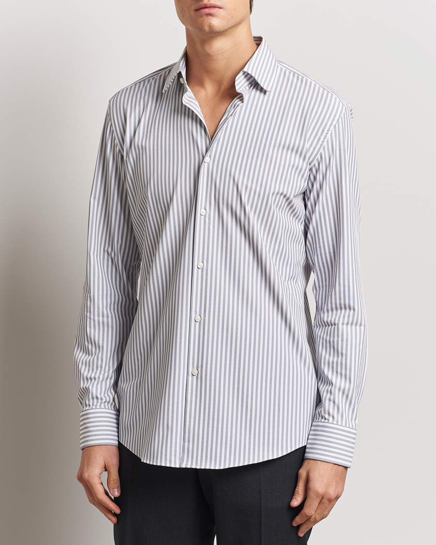 Herren | Hemden | BOSS BLACK | Hank Striped 4-Way Stretch Shirt Grey/White