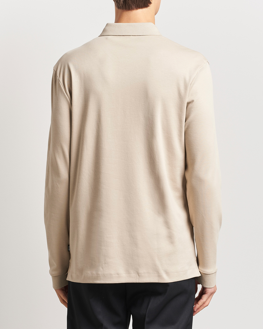 Herren | Pullover | BOSS BLACK | Pado Mercerized Long Sleeve Polo Light Beige