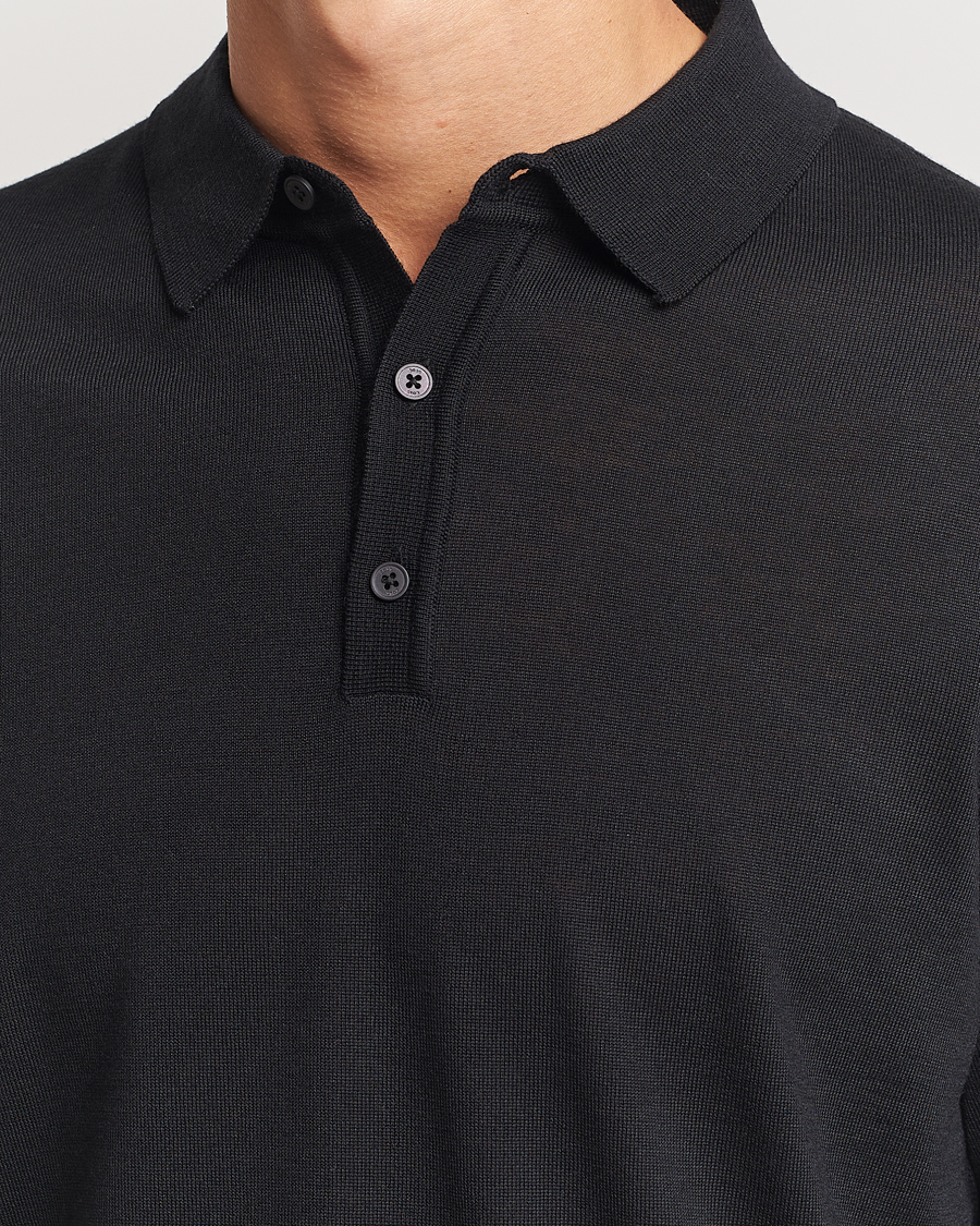 Herren | Pullover | BOSS BLACK | Lancione Merino Knitted Polo Black