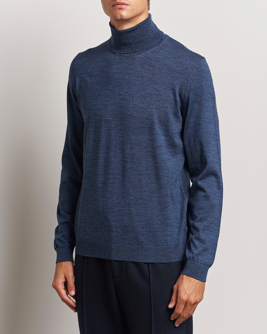 Herren | Pullover | BOSS BLACK | Musso Merino Knitted Polo Bright Blue