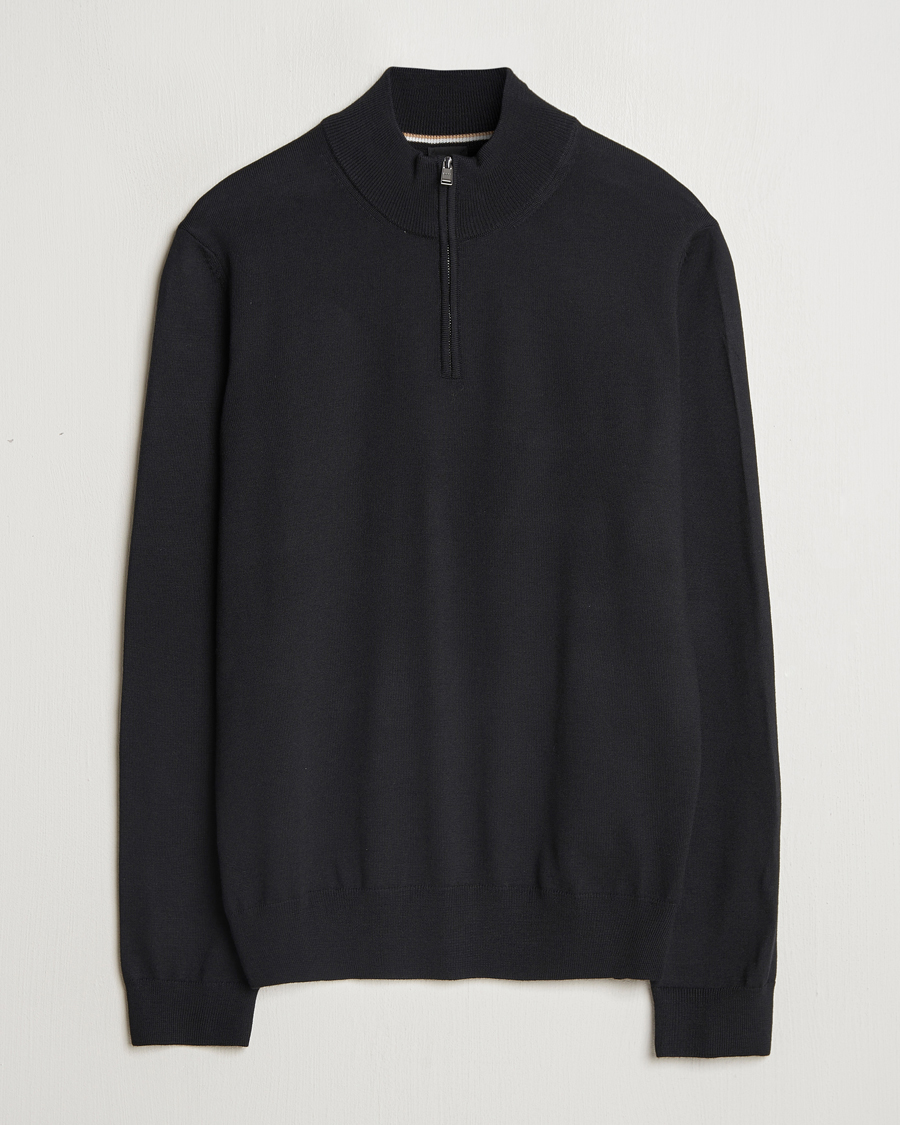 Herren | Pullover | BOSS BLACK | Ebenji Merino Knitted Half Zip Black