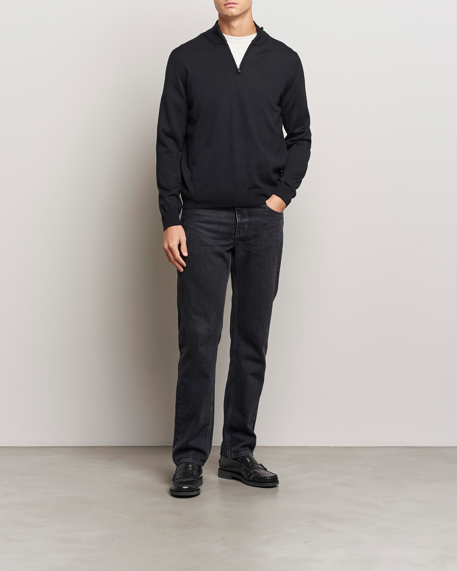 Herren | Pullover | BOSS BLACK | Ebenji Merino Knitted Half Zip Black
