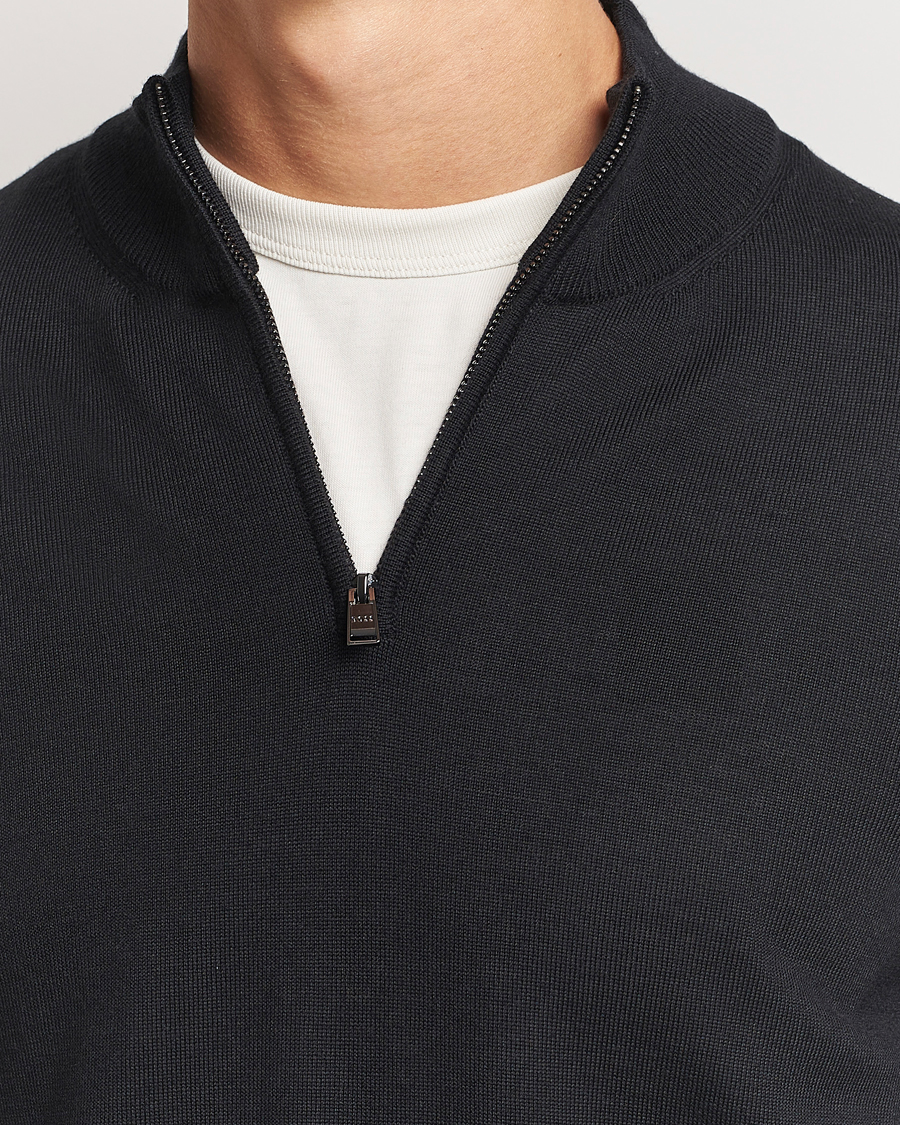 Herren | Pullover | BOSS BLACK | Ebenji Merino Knitted Half Zip Black