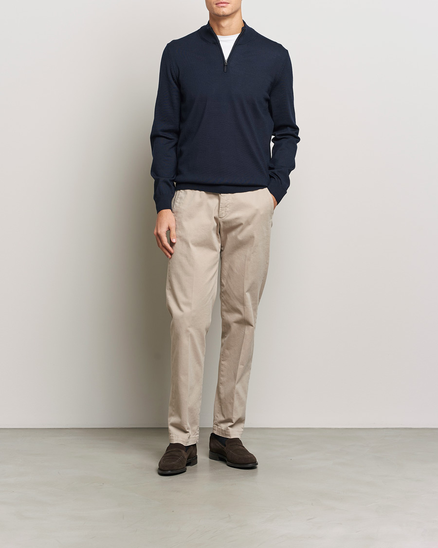 Herren | Pullover | BOSS BLACK | Ebenji Merino Knitted Half Zip Dark Blue