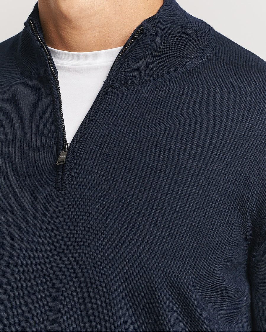 Herren | Pullover | BOSS BLACK | Ebenji Merino Knitted Half Zip Dark Blue