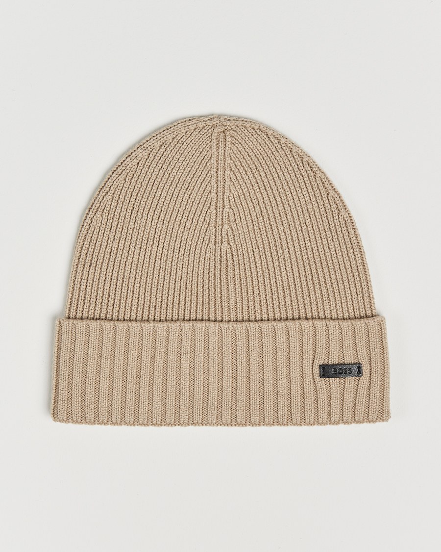 Herren | BOSS BLACK Fati Wool Beanie Light Beige | BOSS BLACK | Fati Wool Beanie Light Beige