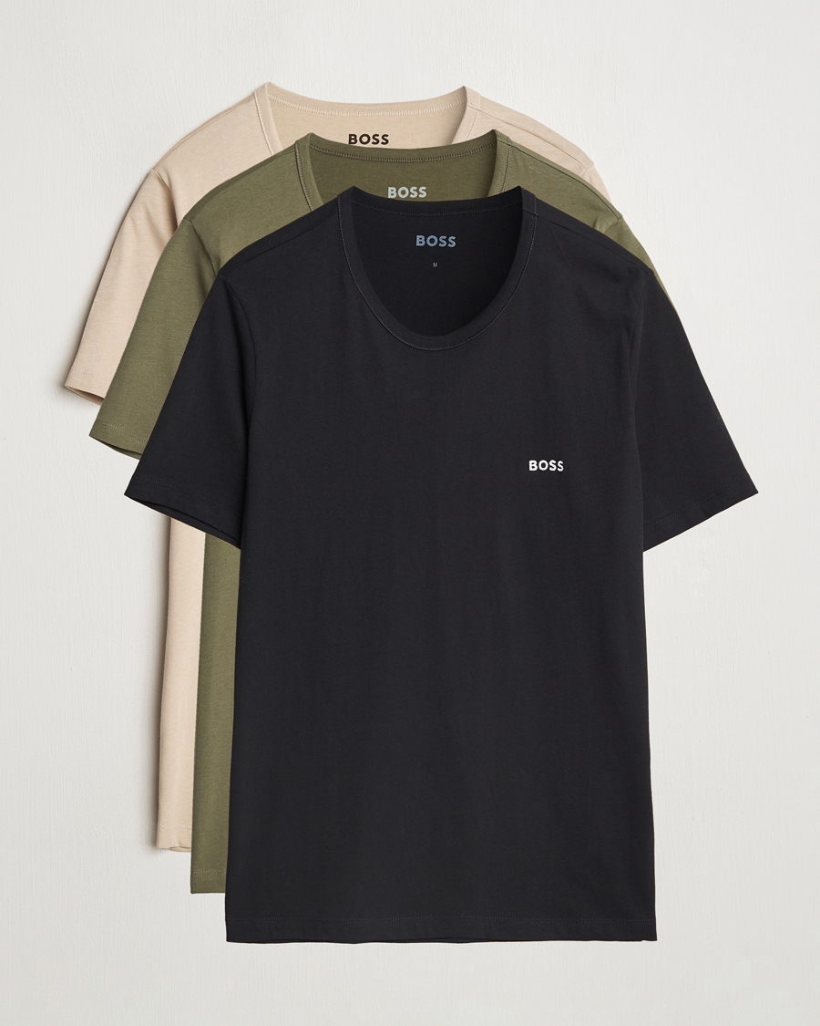 Herren | T-Shirts | BOSS BLACK | 3-Pack Crew Neck T-Shirt Beige/Black/Green