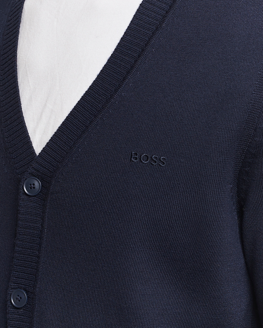 Herren | Pullover | BOSS ORANGE | Avac Wool Knitted Cardigan Dark Blue