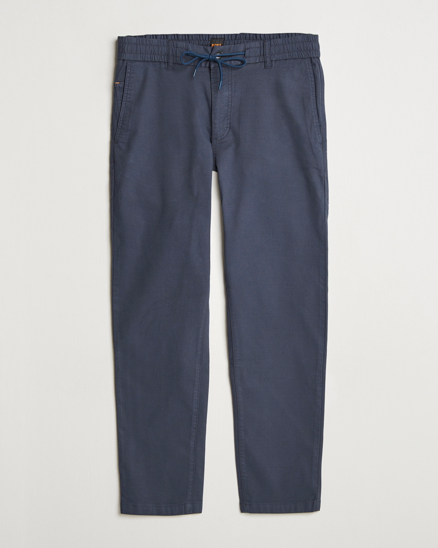 Herren | Hosen | BOSS ORANGE | Tapered Drawstring Trousers Dark Blue