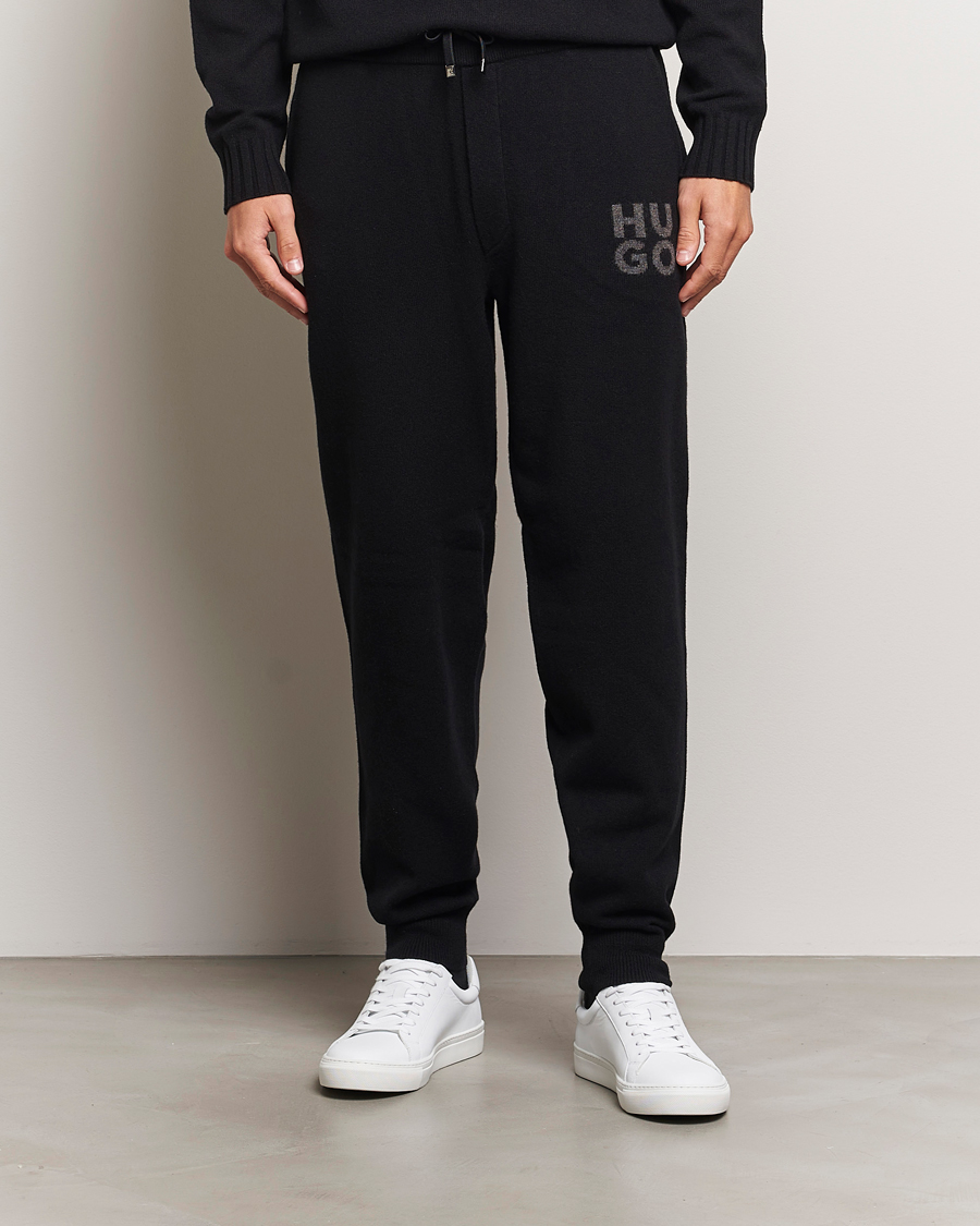 Herren | Hosen | HUGO | San Steero Wool Knitted Joggers Black