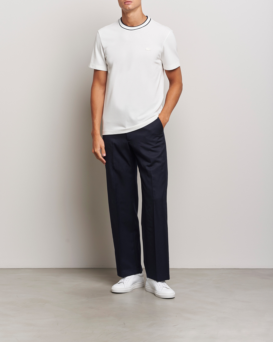 Herren | T-Shirts | Lacoste | Contrast Rib Piqué T-Shirt Flour