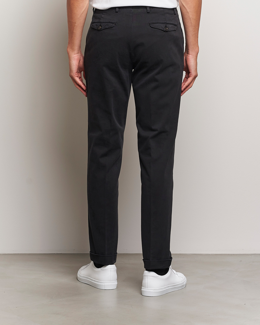 Herren | Hosen | Briglia 1949 | Easy Fit Pleated Cotton Stretch Chino Black
