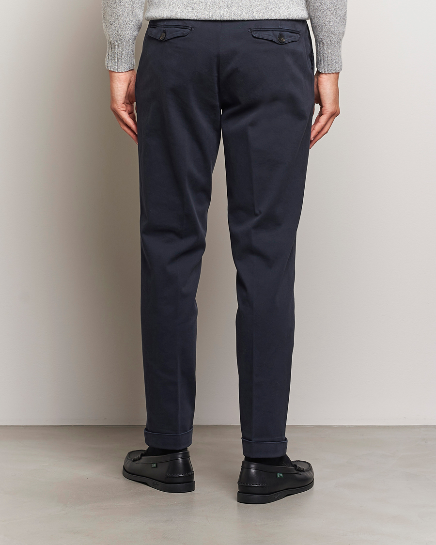 Herren | Hosen | Briglia 1949 | Easy Fit Pleated Cotton Stretch Chino Navy