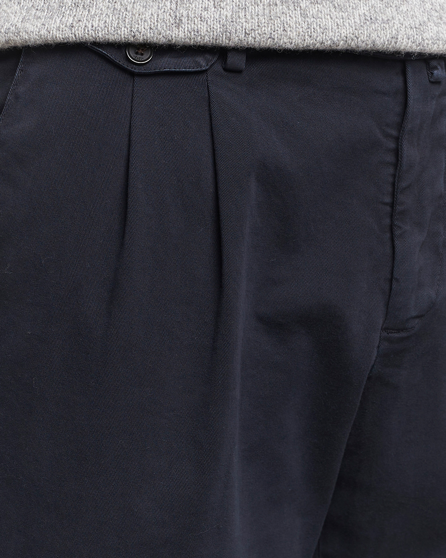 Herren | Hosen | Briglia 1949 | Easy Fit Pleated Cotton Stretch Chino Navy