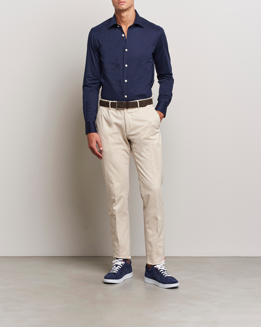 Herren | Hemden | Kiton | Cotton Jersey Shirt Navy