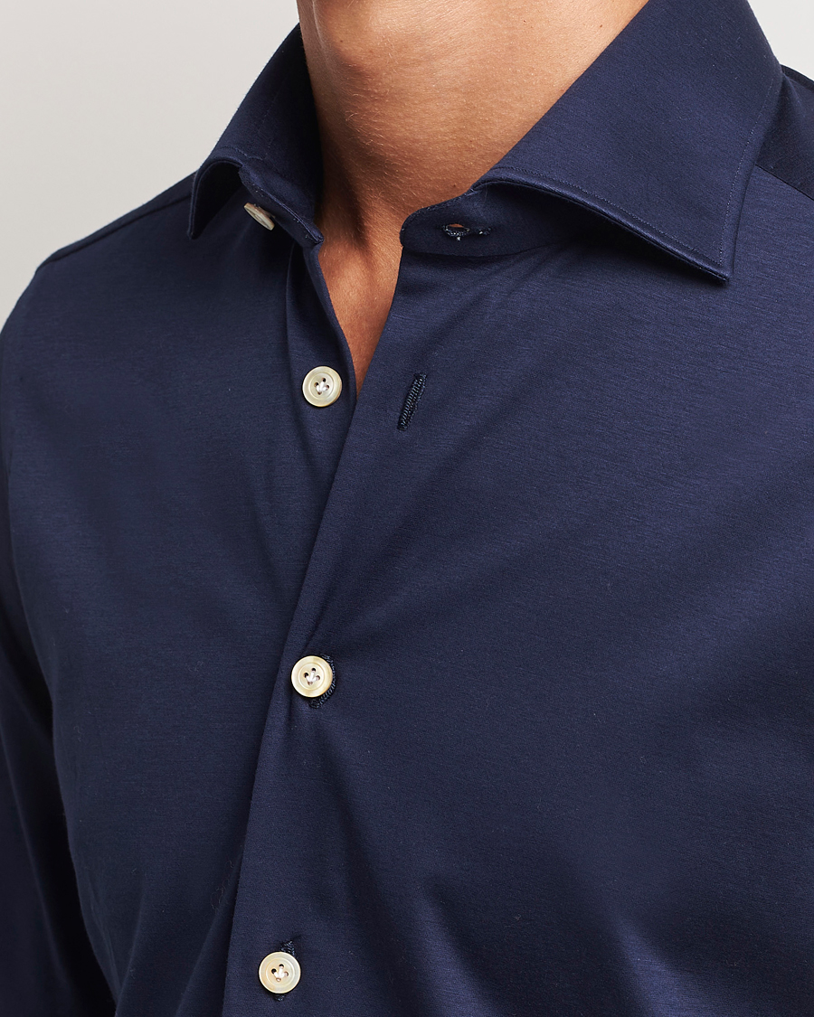 Herren | Hemden | Kiton | Cotton Jersey Shirt Navy