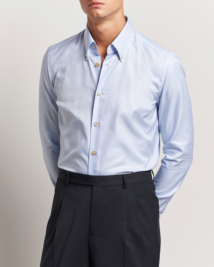 Herren | Hemden | Kiton | Slim Fit Button Down Oxford Shirt Light Blue