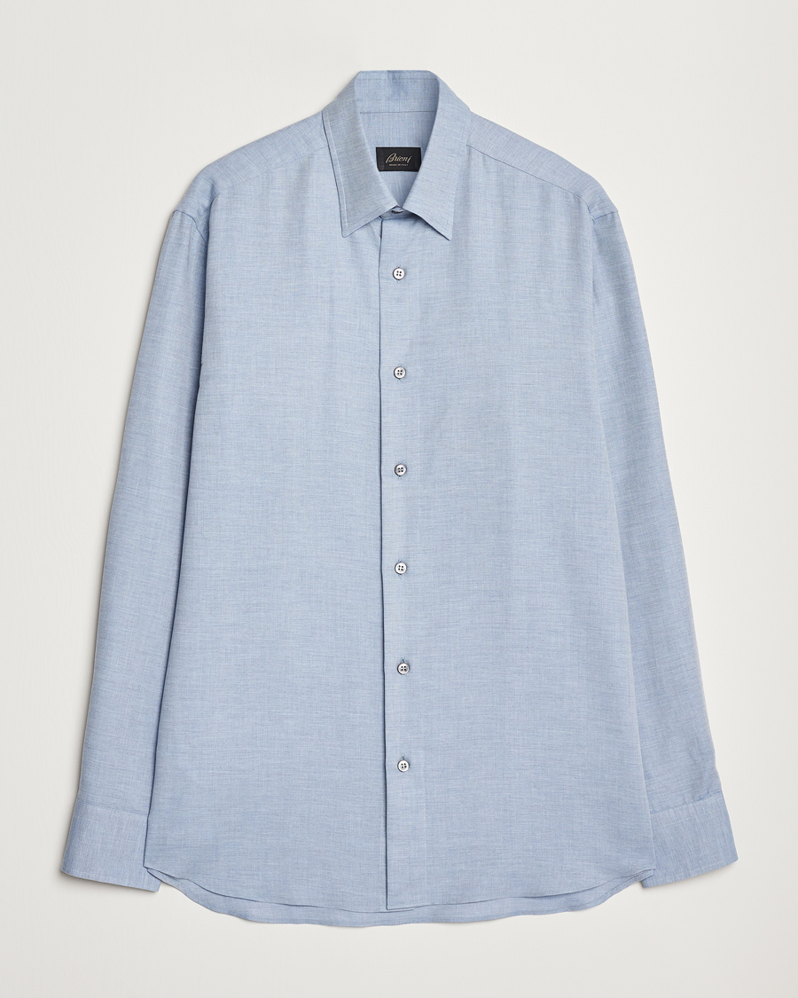 Herren | Hemden | Brioni | Cotton/Cashmere Flannel Shirt Light Blue