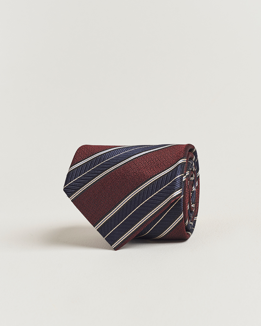 Herren | Brioni Regimental Stripe Silk Tie Burgundy | Brioni | Regimental Stripe Silk Tie Burgundy