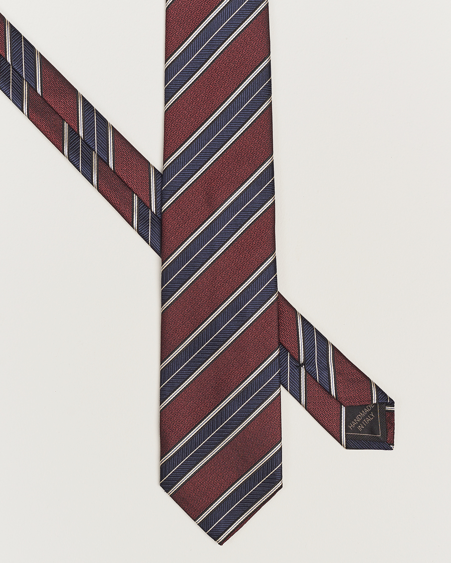 Herren | Brioni Regimental Stripe Silk Tie Burgundy | Brioni | Regimental Stripe Silk Tie Burgundy