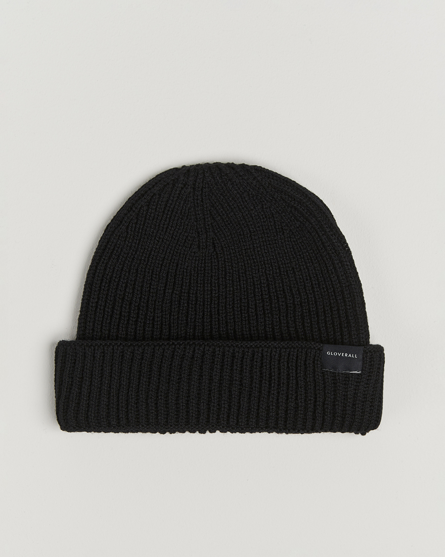 Herren | Gloverall Fisherman Lambswool Beanie Black | Gloverall | Fisherman Lambswool Beanie Black