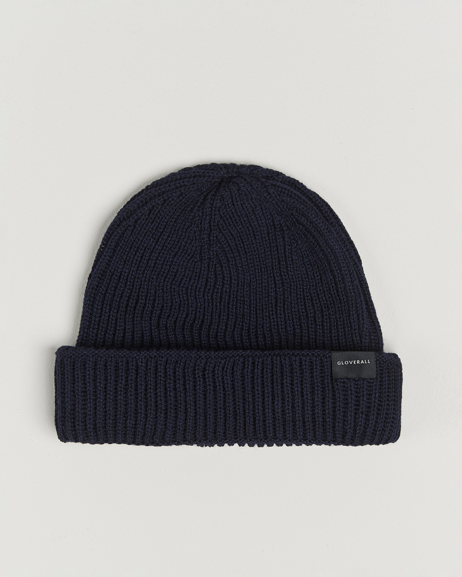 Herren | Gloverall Fisherman Lambswool Beanie Navy | Gloverall | Fisherman Lambswool Beanie Navy