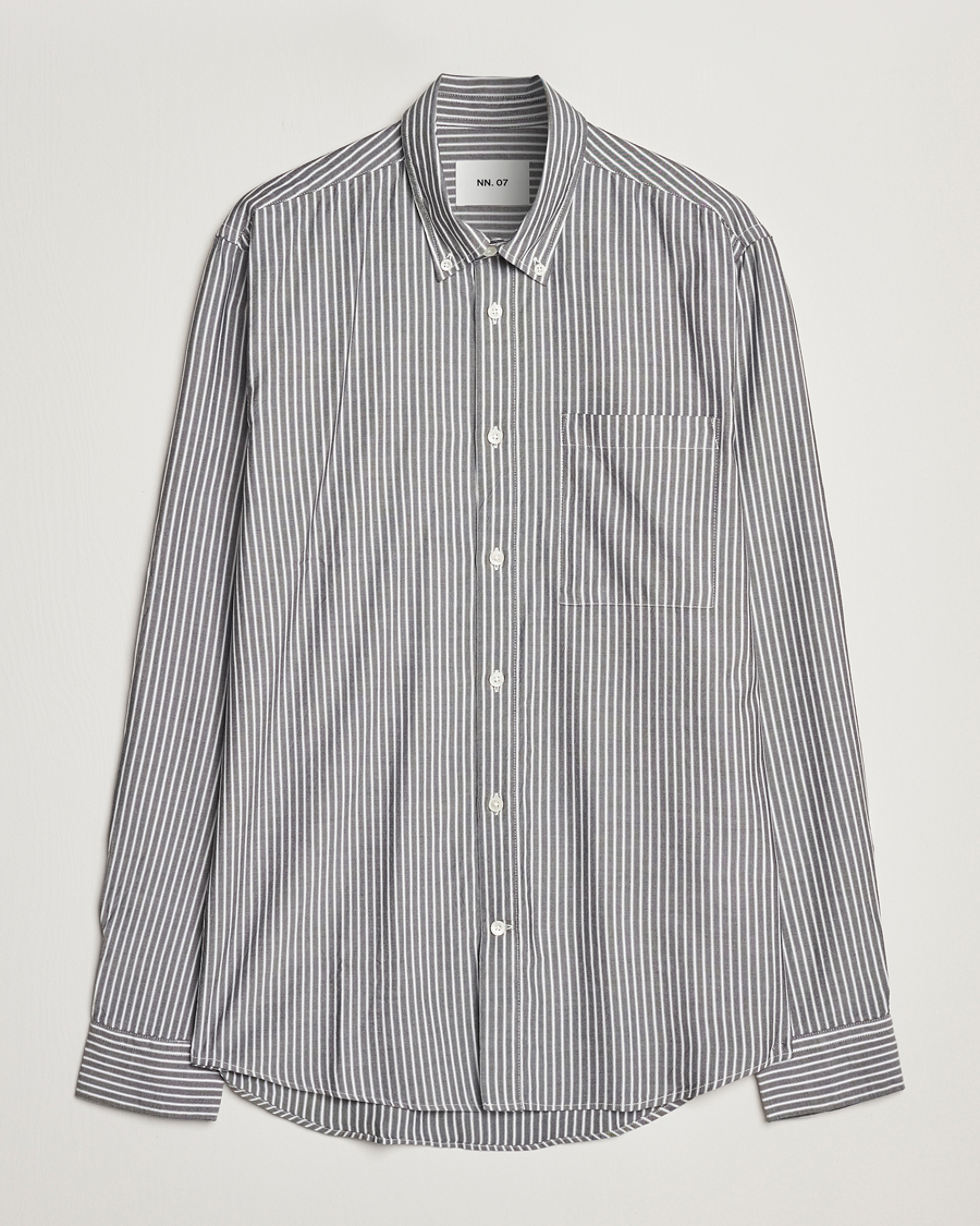 Herren | Hemden | NN07 | Arne Tencel Striped Shirt Black/White