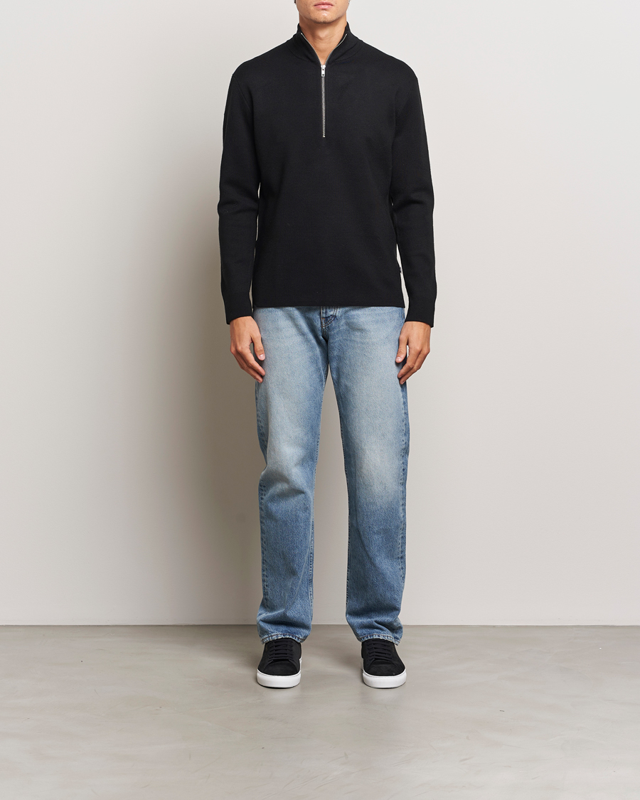 Herren | Pullover | NN07 | Harald Cotton/Modal Half Zip Black