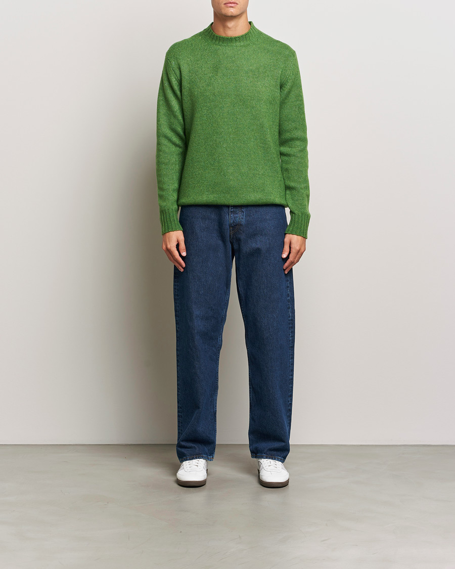Herren | Pullover | NN07 | Lee Brushed Wool Crew Neck Kale Green
