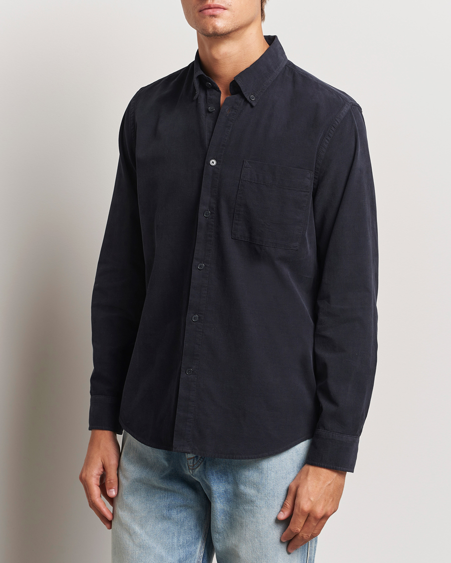 Herren | Hemden | NN07 | Arne Baby Cord Shirt Black