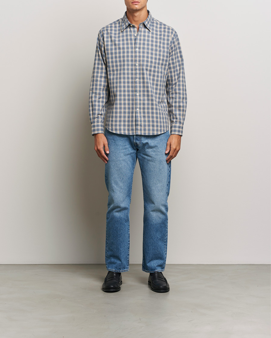 Herren | Hemden | NN07 | Deon Flannel Checked Shirt Blue
