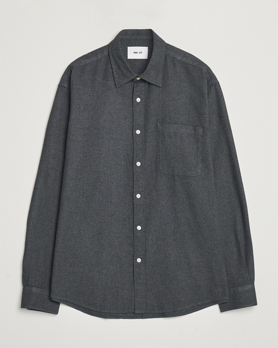 Herren | Hemden | NN07 | Deon Flannel Shirt Dark Grey Melange
