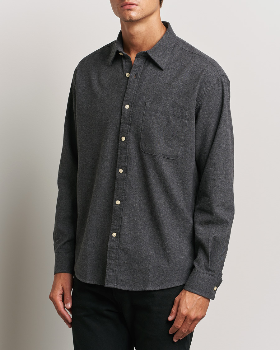 Herren | Hemden | NN07 | Deon Flannel Shirt Dark Grey Melange