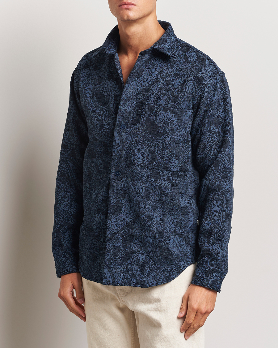 Herren | Hemden | NN07 | Adwin Flower Overshirt Navy Blue