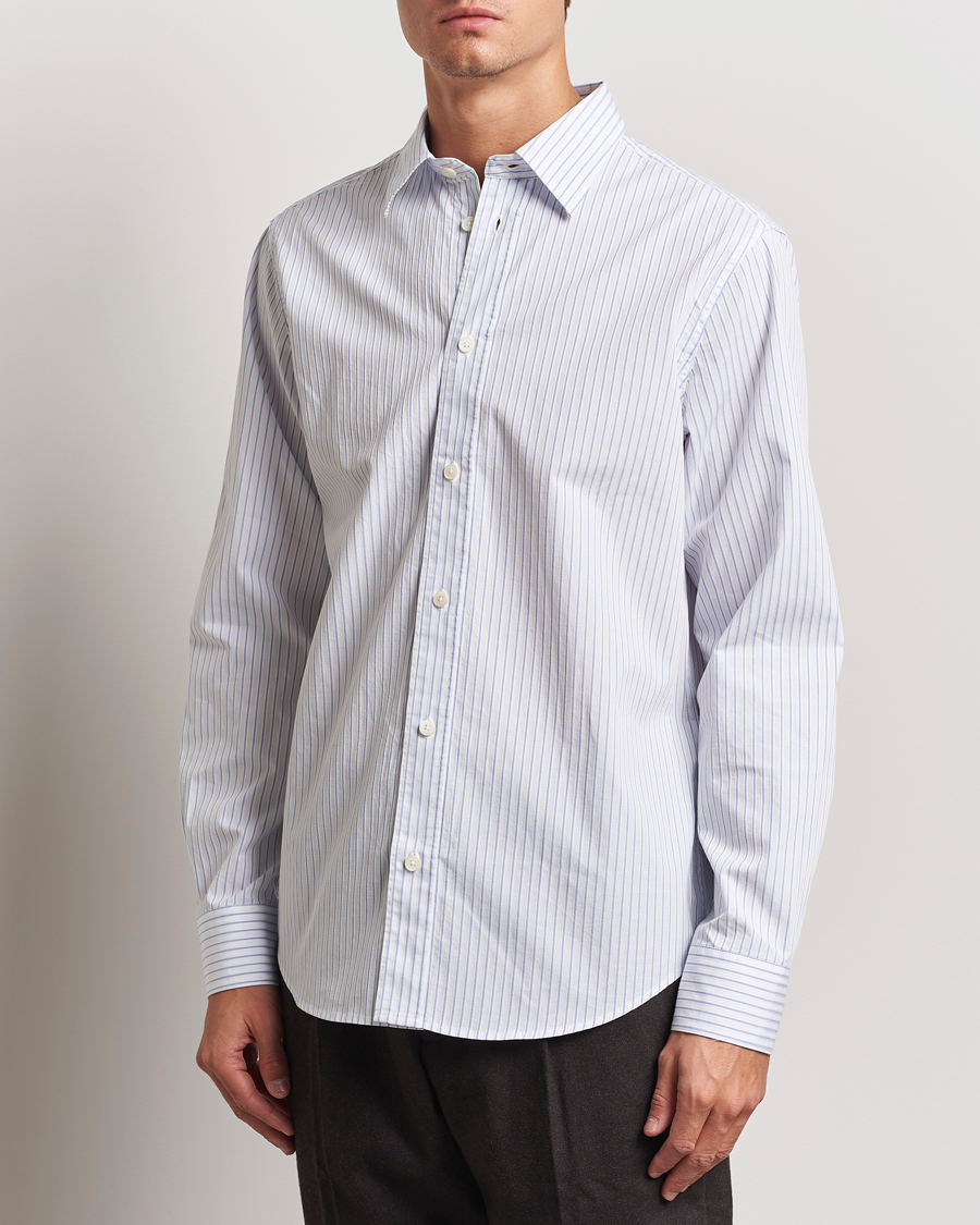 Herren | Hemden | NN07 | Colby Poplin Striped Shirt White/Blue