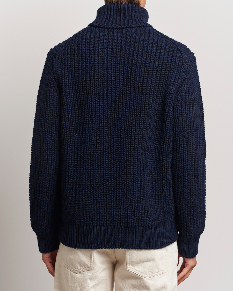 Herren | Pullover | Nudie Jeans | August Chunky Wool Knitted Rollneck Navy