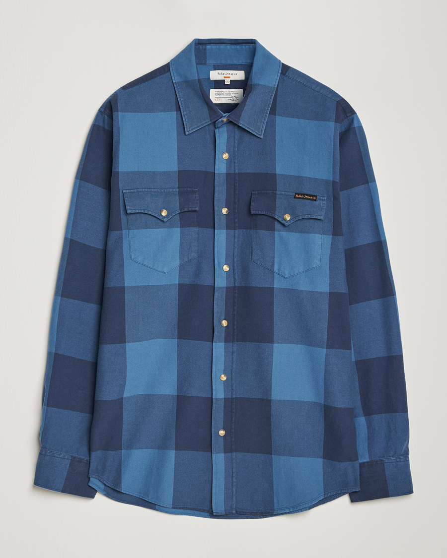 Herren | Hemden | Nudie Jeans | George Checked Flannel Shirt Blue