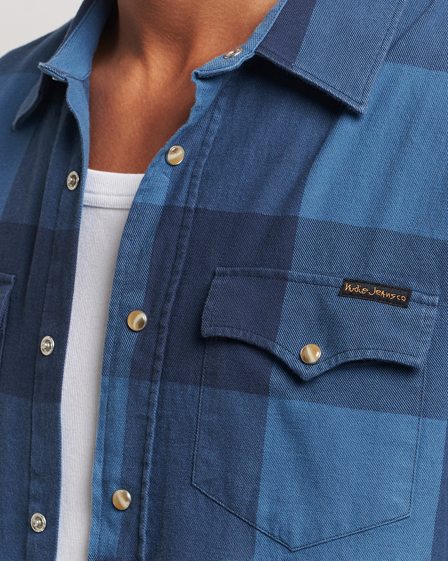 Herren | Hemden | Nudie Jeans | George Checked Flannel Shirt Blue