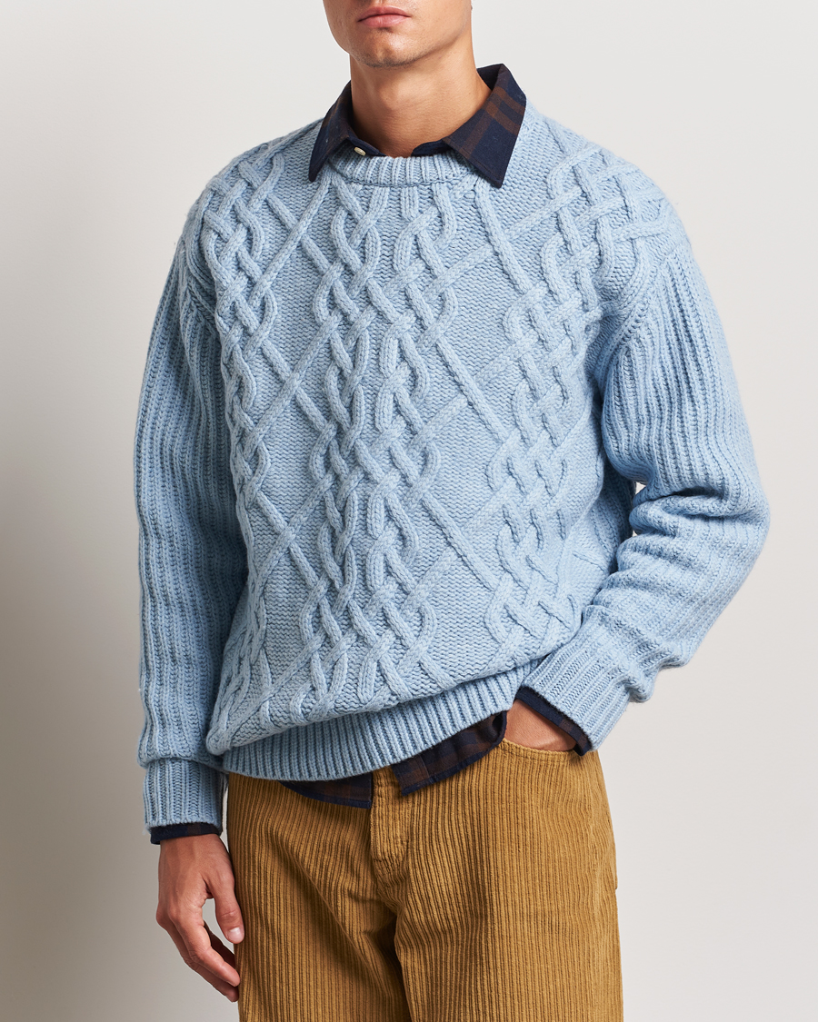 Herren | Pullover | Drôle de Monsieur | Heavy Cable Knit Pullover Light Blue