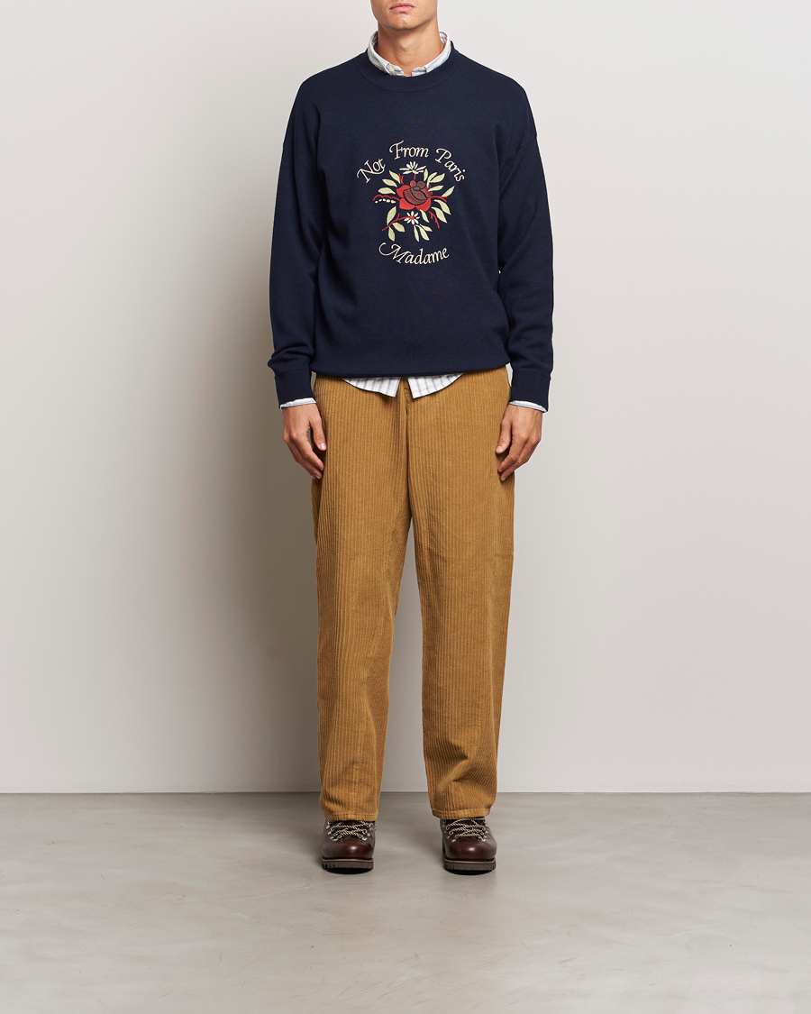 Herren | Pullover | Drôle de Monsieur | Flower Slogan Pullover Dark Navy