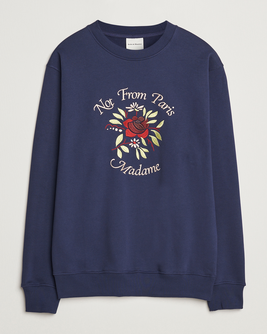 Herren | Pullover | Drôle de Monsieur | Flower Slogan Sweatshirt Dark Navy