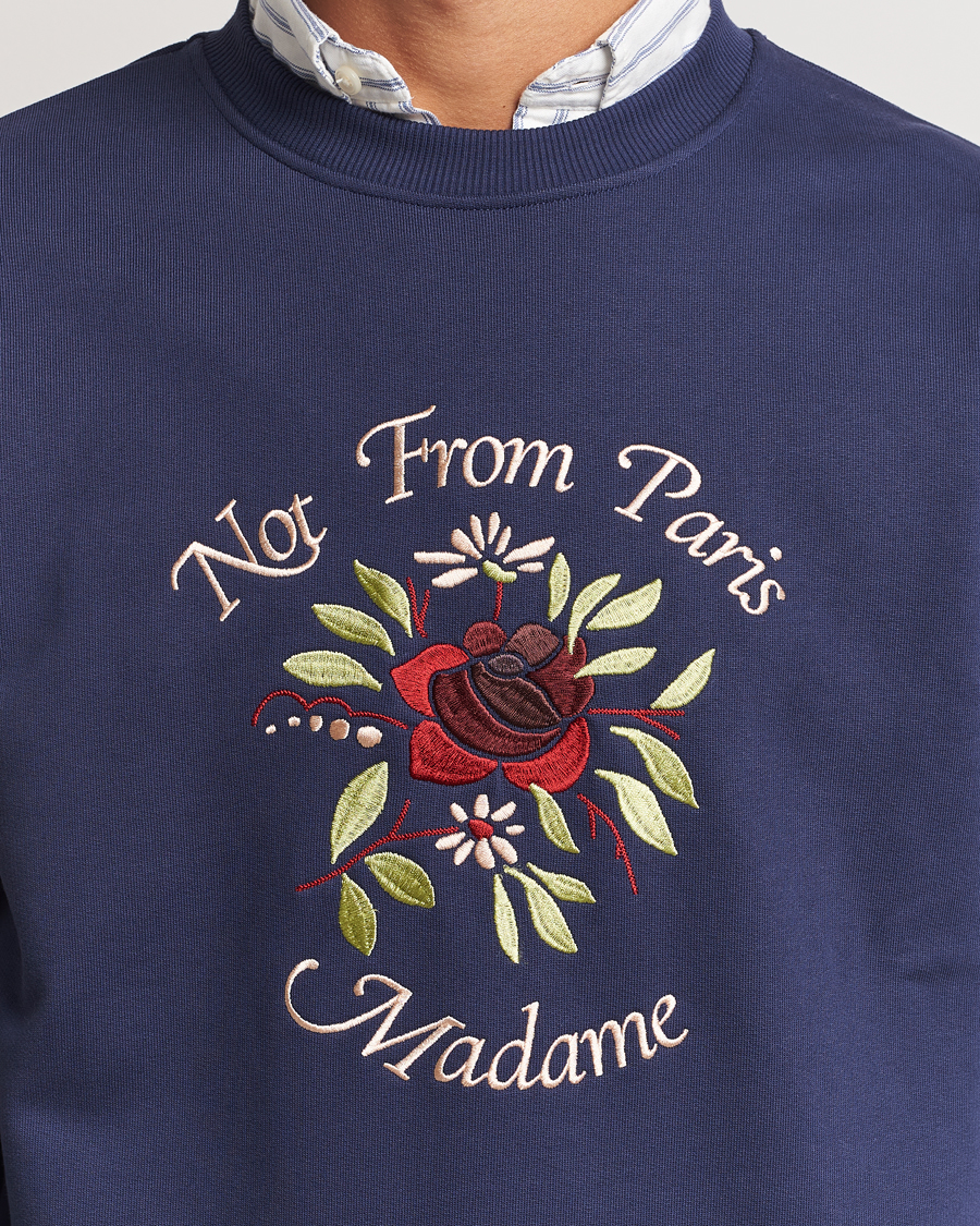 Herren | Pullover | Drôle de Monsieur | Flower Slogan Sweatshirt Dark Navy