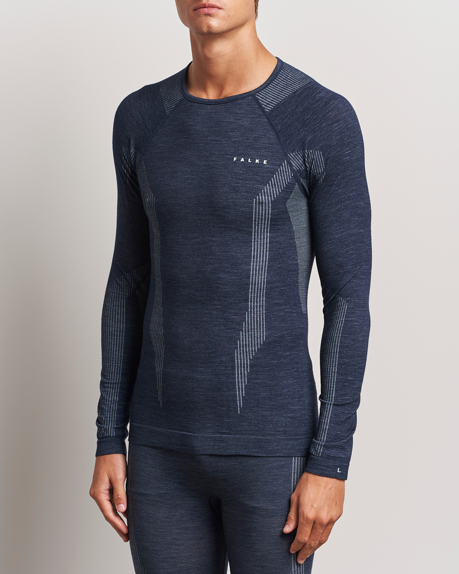 Herren | T-Shirts | Falke Sport | Long Sleeve Wool Tech Shirt Space Blue