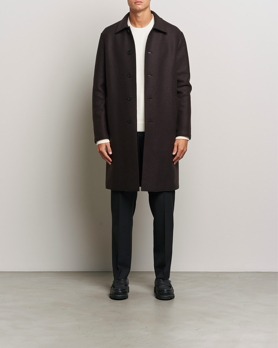 Herren | Jacken | Harris Wharf London | Pressed Wool Mac Coat Dark Brown