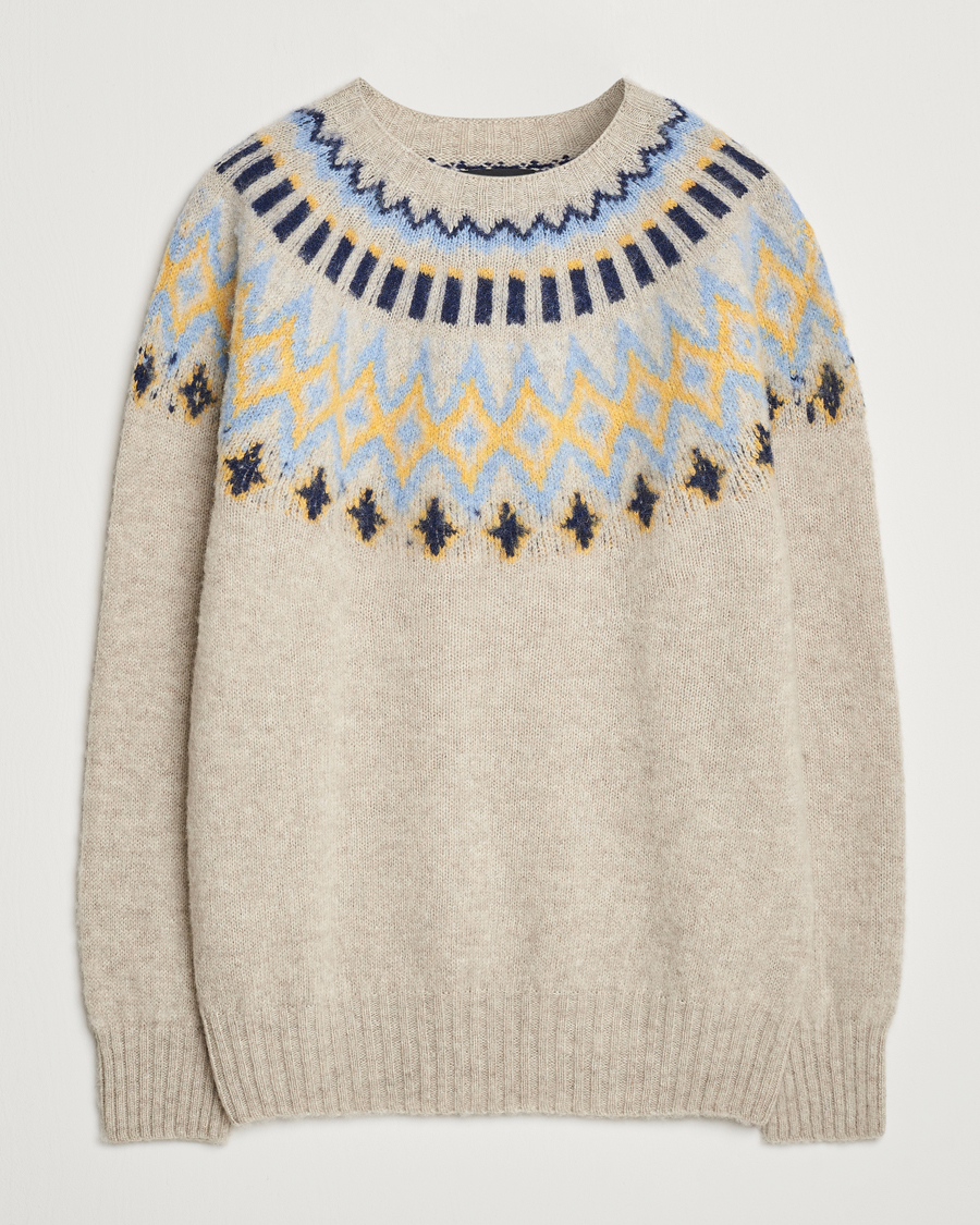 Herren | Pullover | Howlin' | Brushed Wool Fair Isle Crew Sweater Cosmic Latte