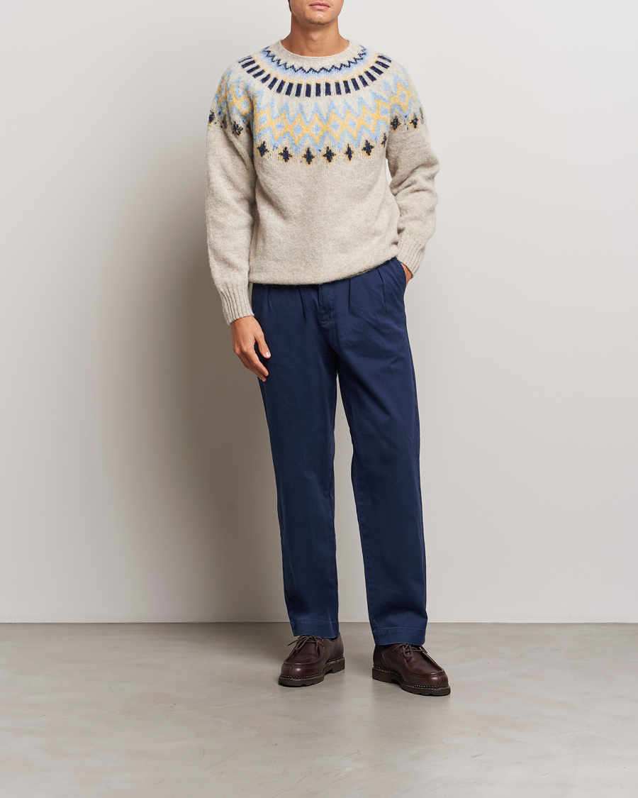 Herren | Pullover | Howlin' | Brushed Wool Fair Isle Crew Sweater Cosmic Latte