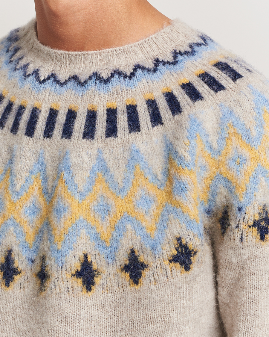 Herren | Pullover | Howlin' | Brushed Wool Fair Isle Crew Sweater Cosmic Latte