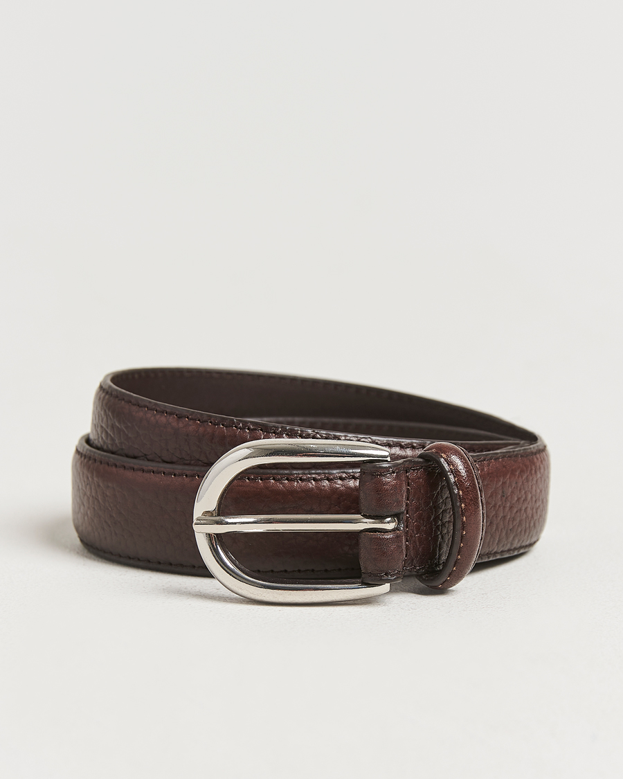 Herren | Gürtel | Loake 1880 | Harry Grained Leather Belt Dark Brown